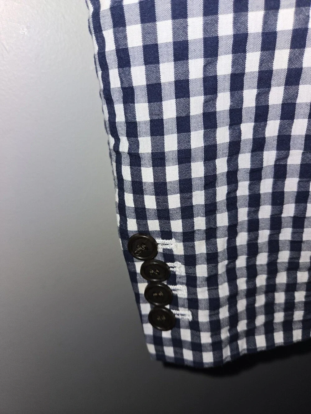 J.Crew Navy White Gingham Seersucker Blazer 6 Coastal Preppy Nautical Blue Prep